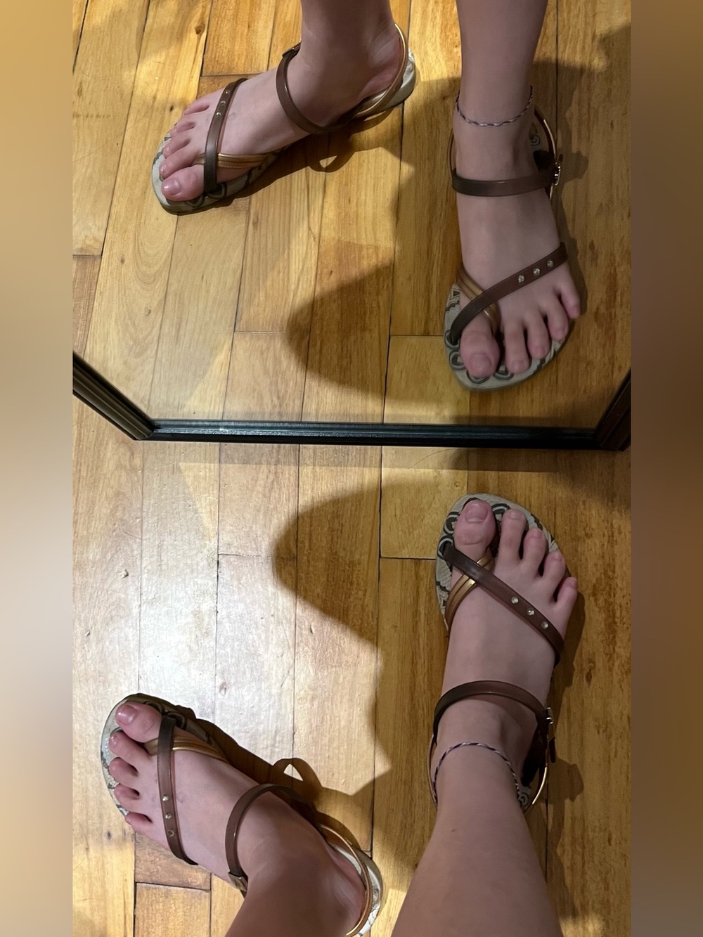 Aldo Brown and Tan Strappy Sandals - Picture 8 of 8